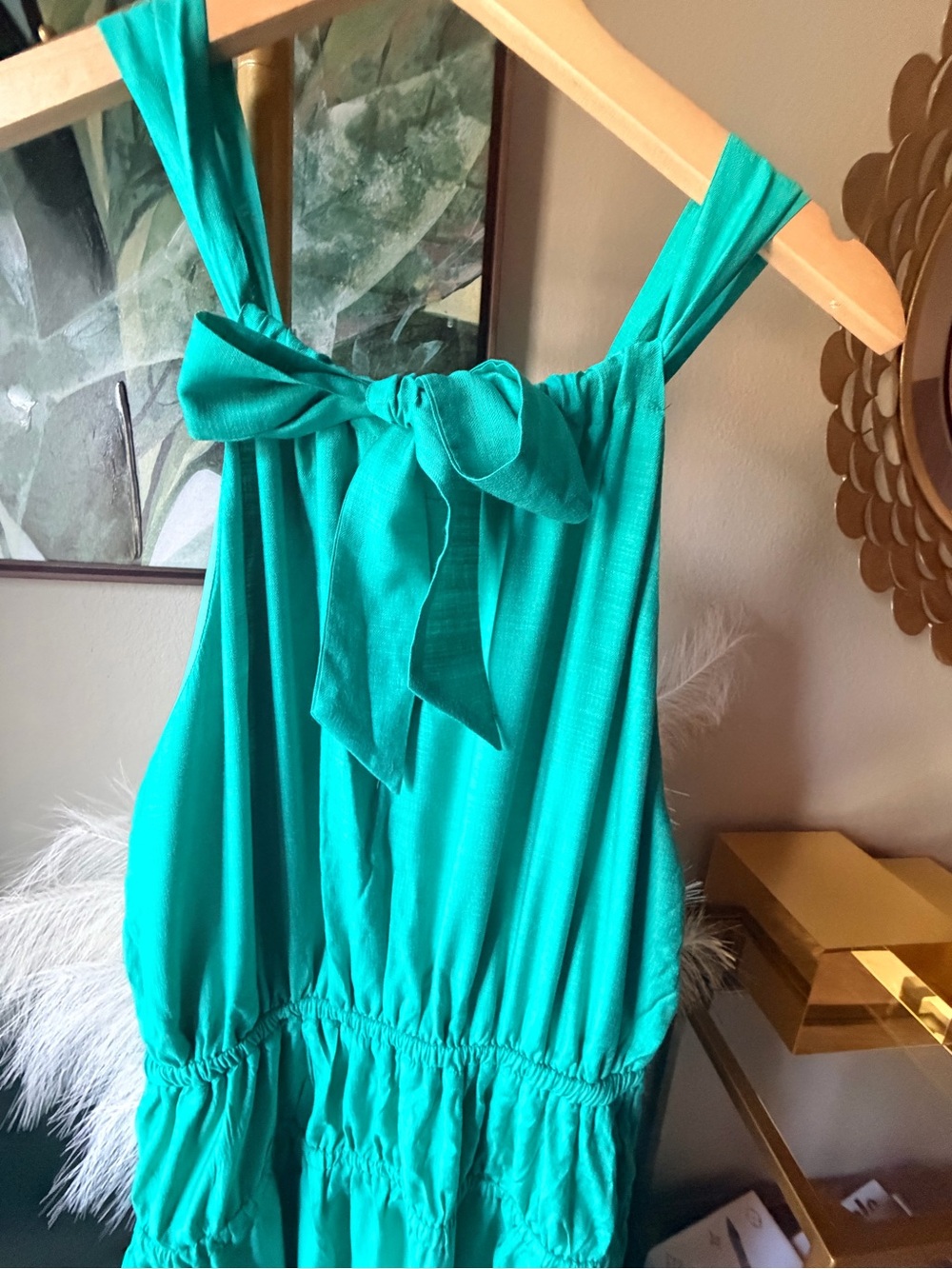 Flying Tomato Teal Halter Neck Maxi Dress Elastic Waist Size L Sleeveless - Picture 5 of 13